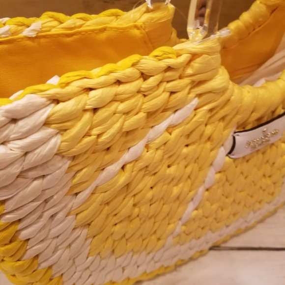 NWT KATE SPADE PICNIC PERFECT LEMON TOTE WICKER - Picture 10 of 12